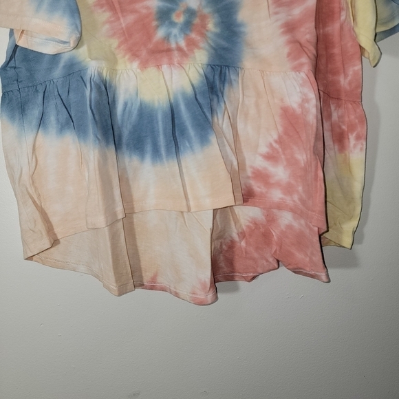 American Eagle Tie Dye Swirl Ruffle Babydoll Hi-Lo Tee T-Shirt Medium - Picture 3 of 10